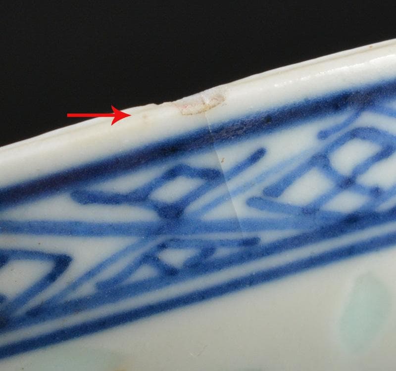 中国　大清康煕年製　青花蓮花文　透蛍手蓋茶碗　M　R5197