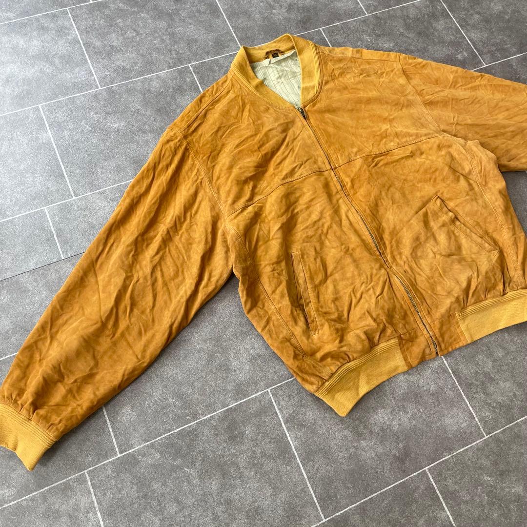 本革 ヴィンテージ スエードレザーブルゾン ユーロ古着 キャメル 56