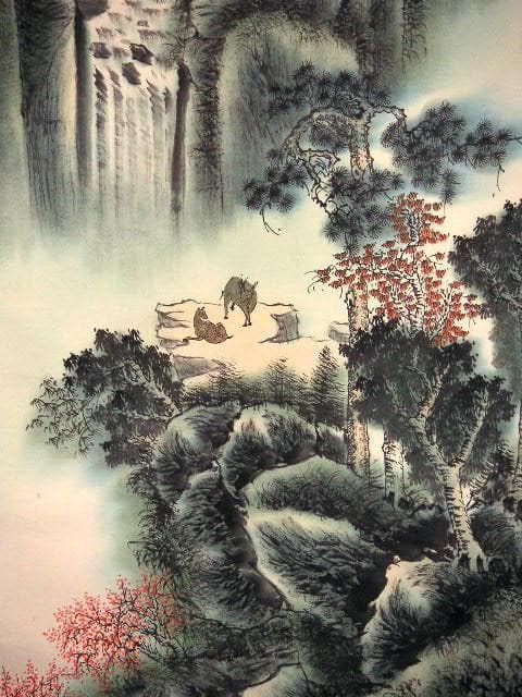 ♥掛軸　中国　山水画　大きな　掛け軸　骨董品