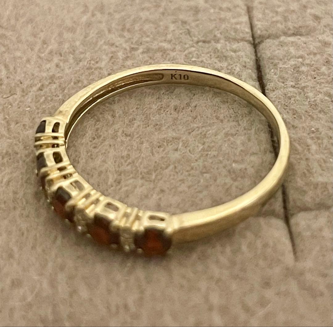 k10金ガーネット＆ダイヤモンドリング　ハーフエタニティ