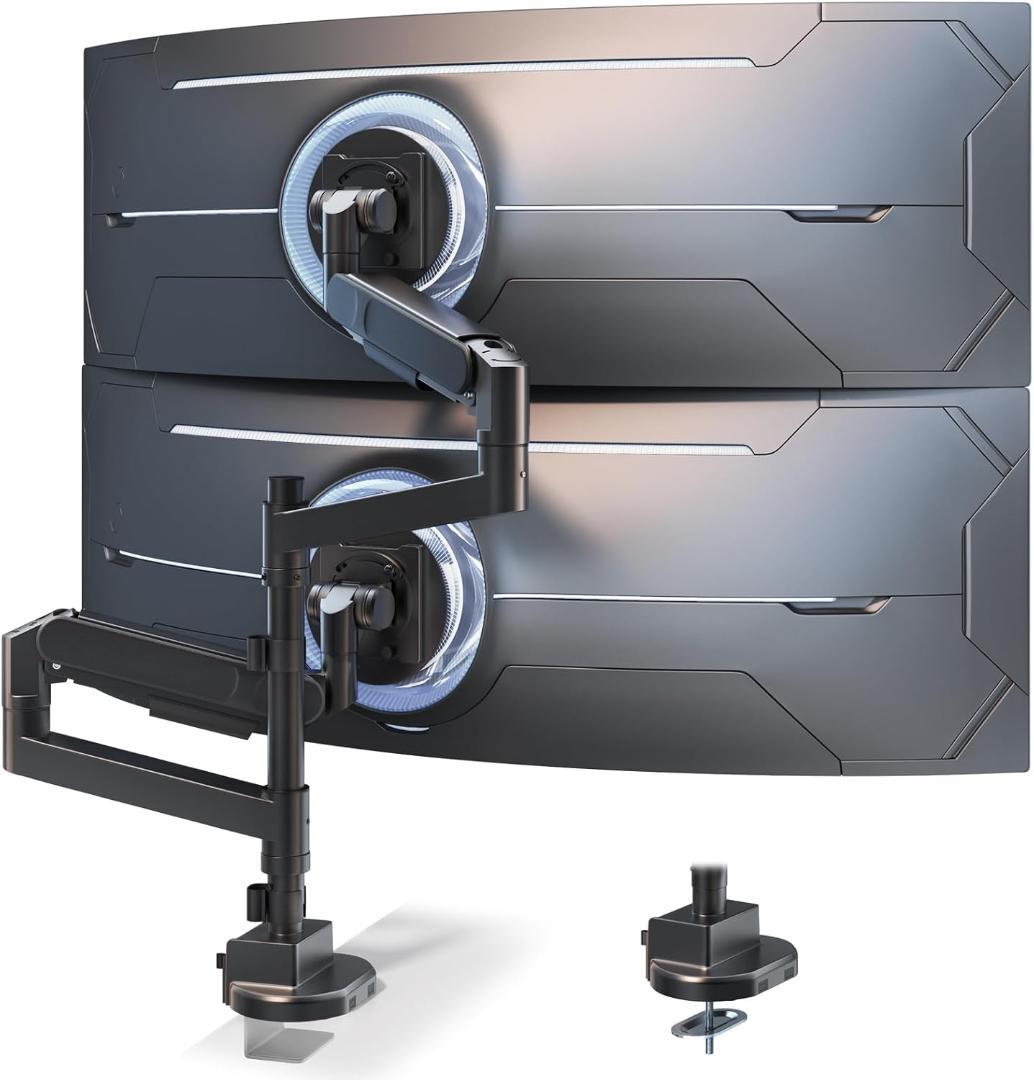 ACCURTEK 2画面モニターアーム ガス式 最大57インチ 耐荷重27kg