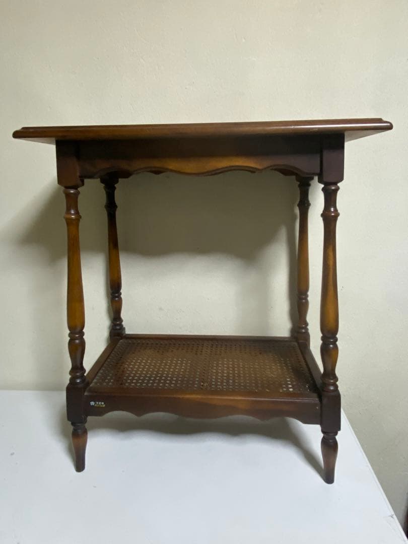 長期自宅保管品 オールドカリモク サイドテーブル 花台 電話台 旧カタカナロゴ