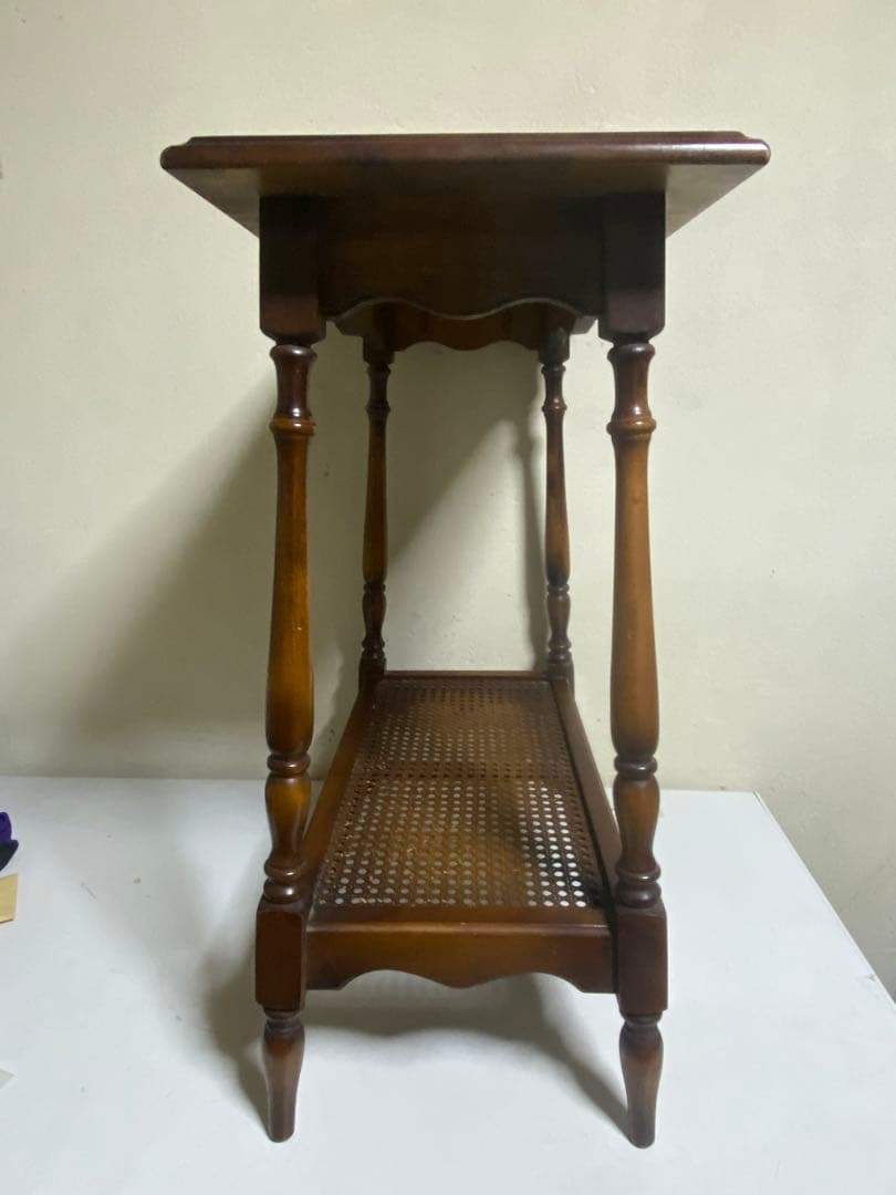 長期自宅保管品 オールドカリモク サイドテーブル 花台 電話台 旧カタカナロゴ