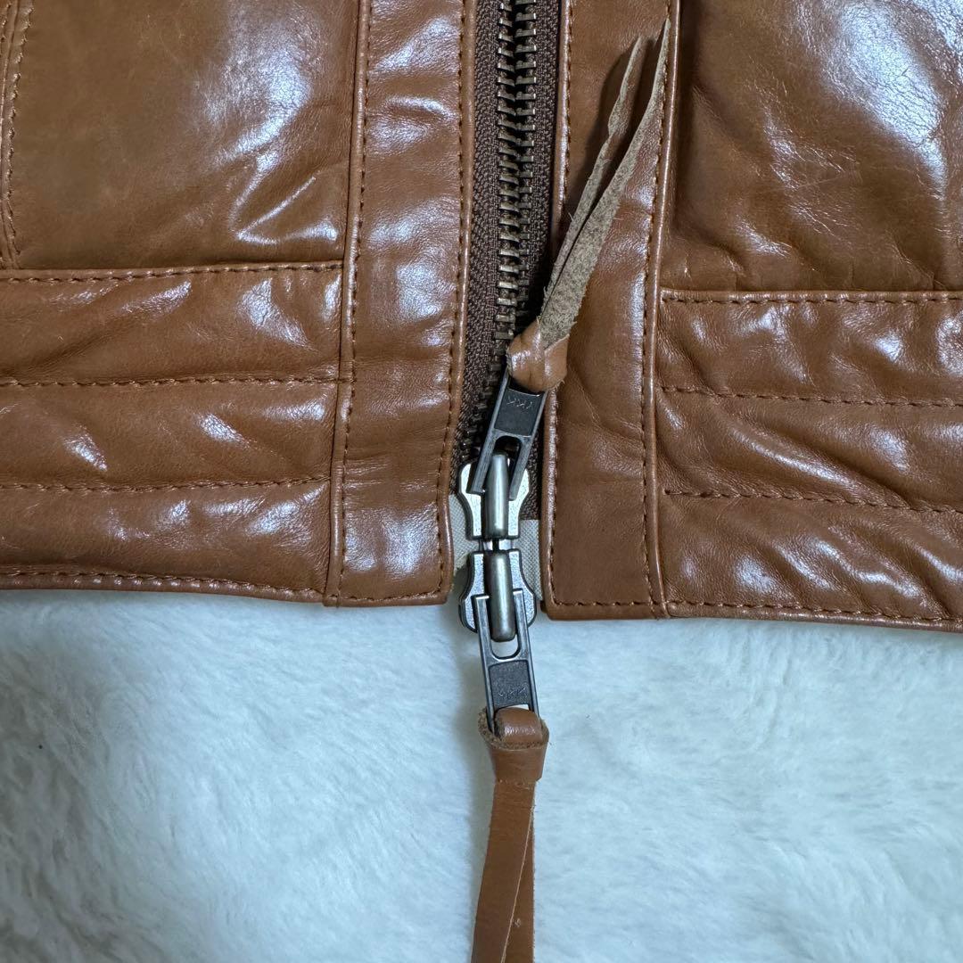 美品　harfu 馬革レザー　ダウンライダースジャケット　メンズXLキャメル