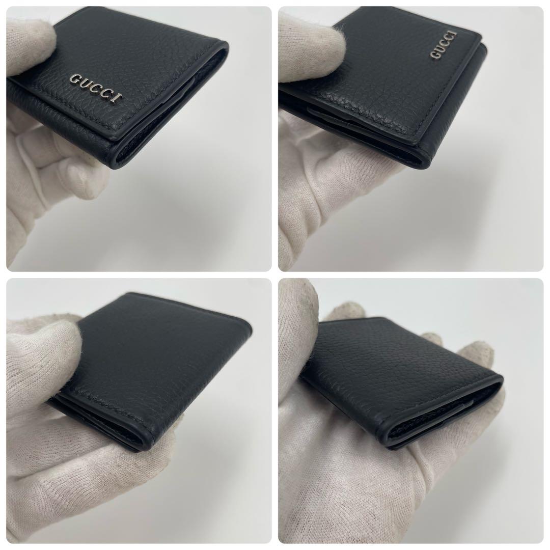 【✨極美品 現行】GUCCI ケース メタルロゴ シボ革 ブラック