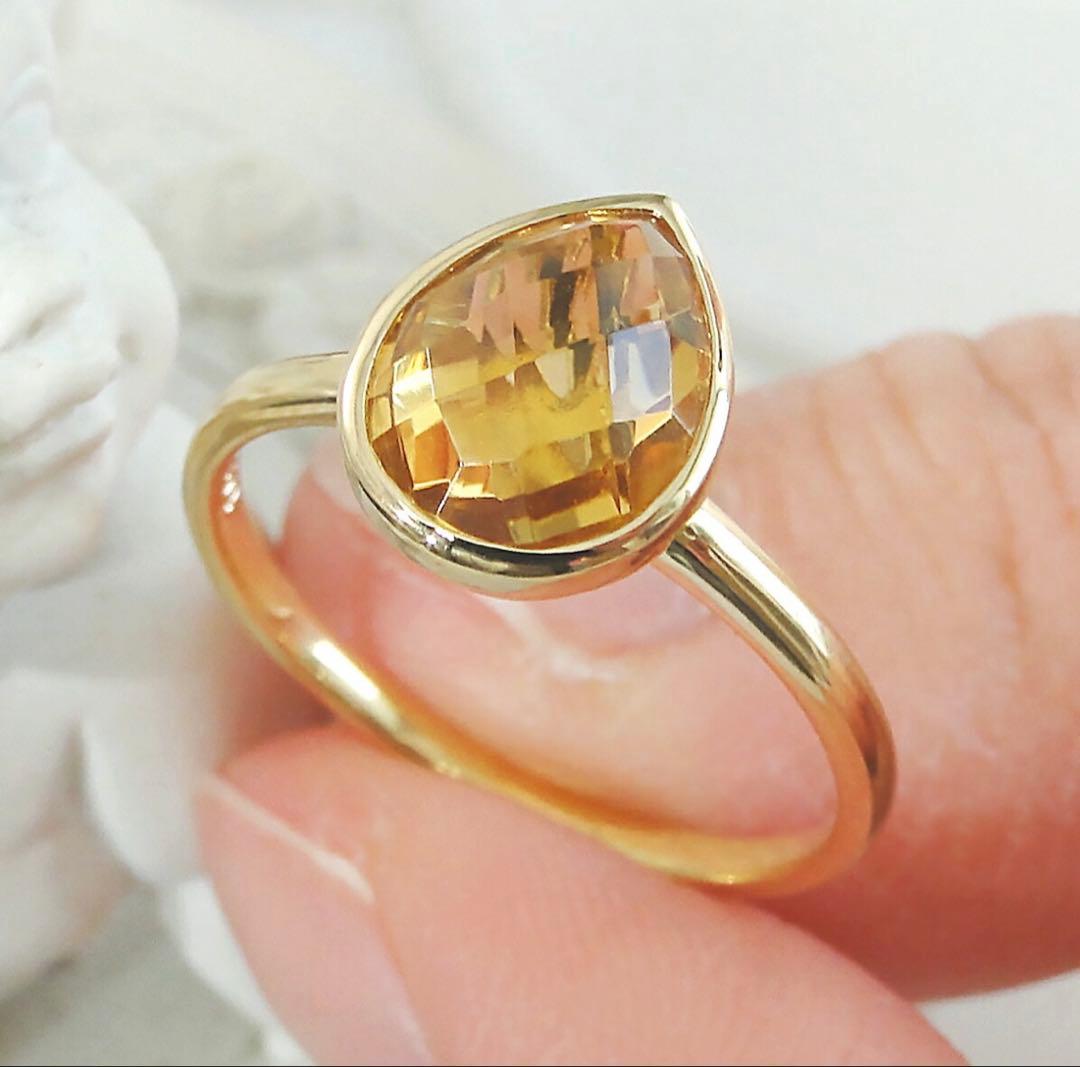 TAKANO ♡k18 シトリン ペアシェイプリング