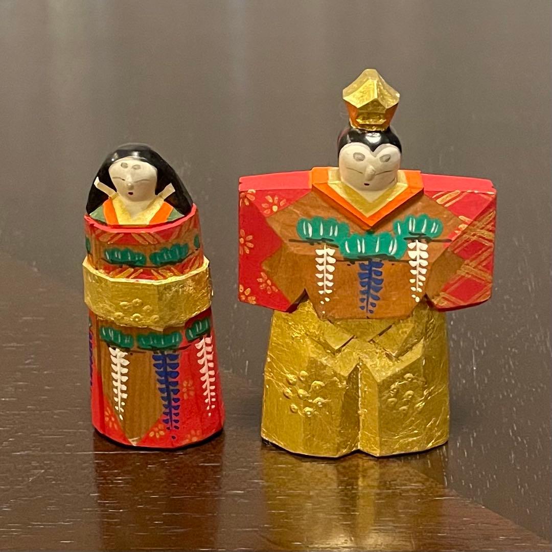 h*i様 雛人形　立雛　奈良人形　一刀彫　染川宗進　白鹿園　作家直筆の木箱付き