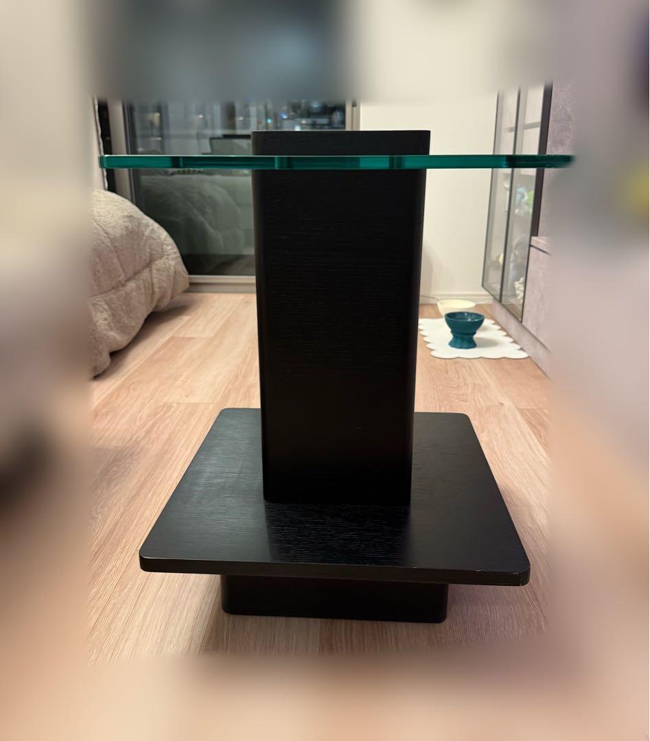 アルモニア ブラックサイドテーブル ガラス天板