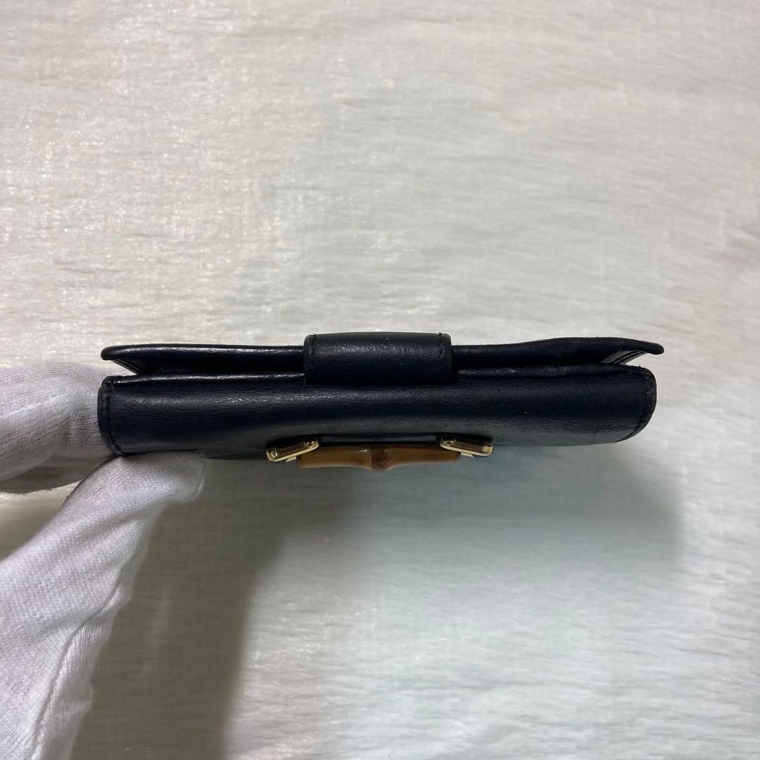 早い者勝ち　美品　GUCCI グッチ　バンブー　二つ折り　黒　レザー　人気