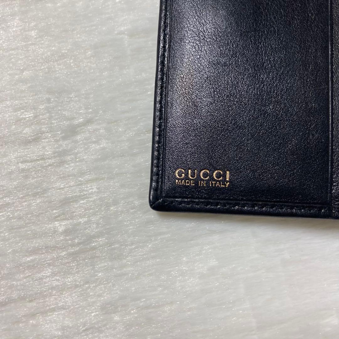 早い者勝ち　美品　GUCCI グッチ　バンブー　二つ折り　黒　レザー　人気
