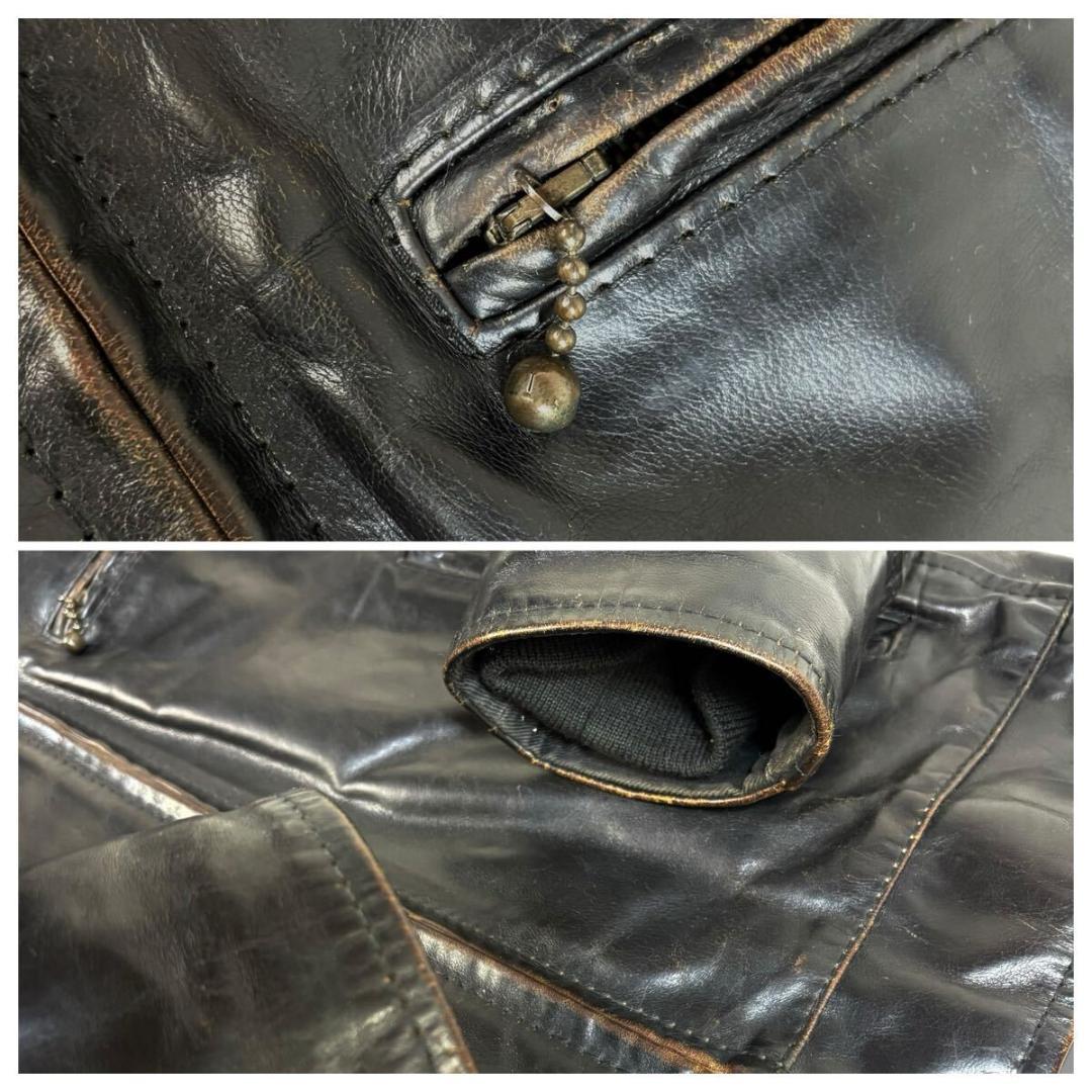 エアロレザー レザー ジャケット ハイウェイマン 茶芯 34 英国製