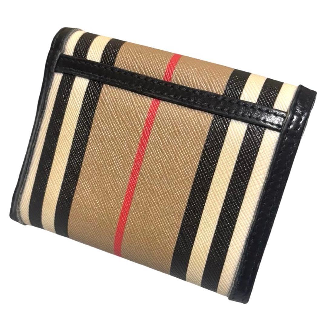 人気　美品　バーバリー　折り財布　PVC　マルチカラー　ストライプ　ノバチェック