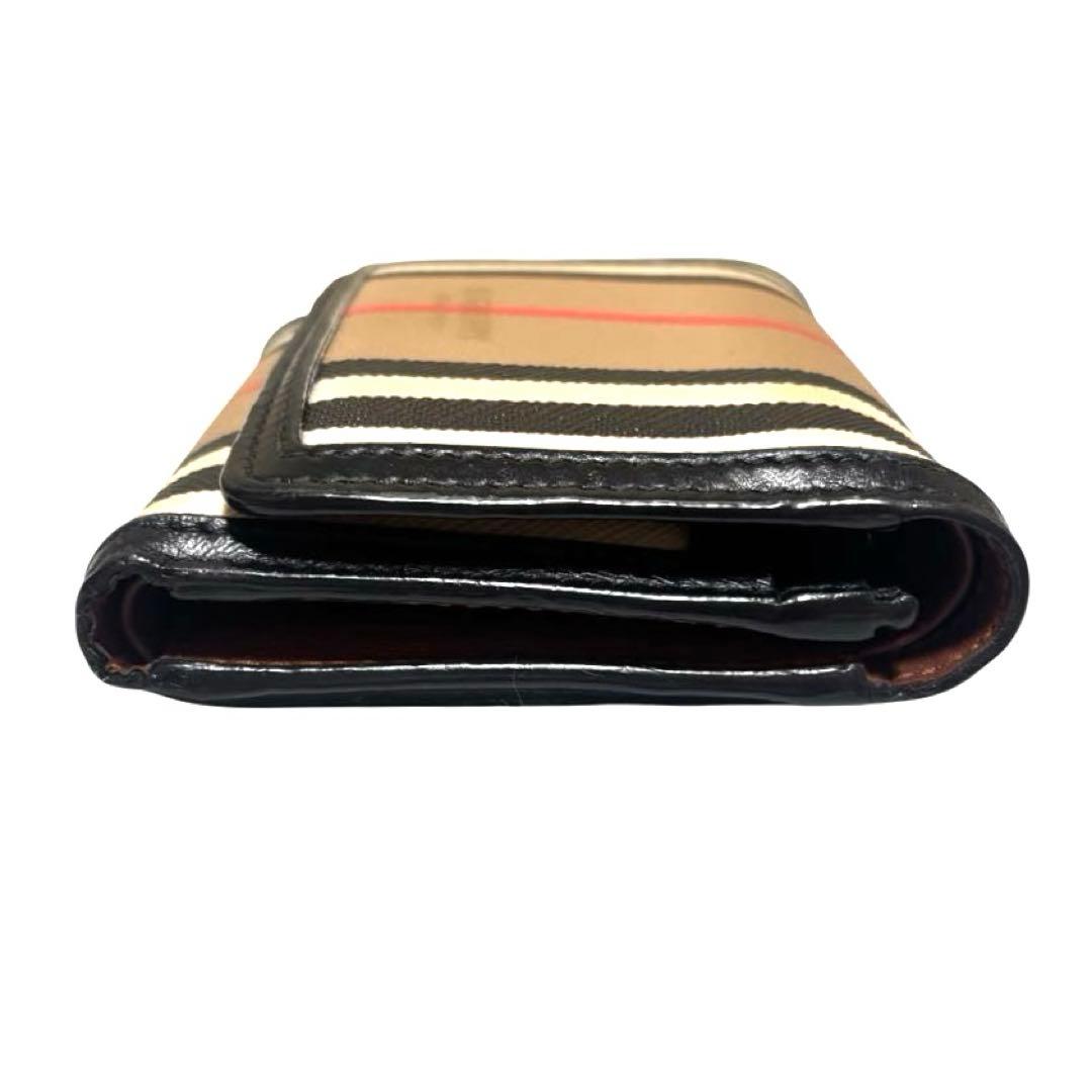 人気　美品　バーバリー　折り財布　PVC　マルチカラー　ストライプ　ノバチェック