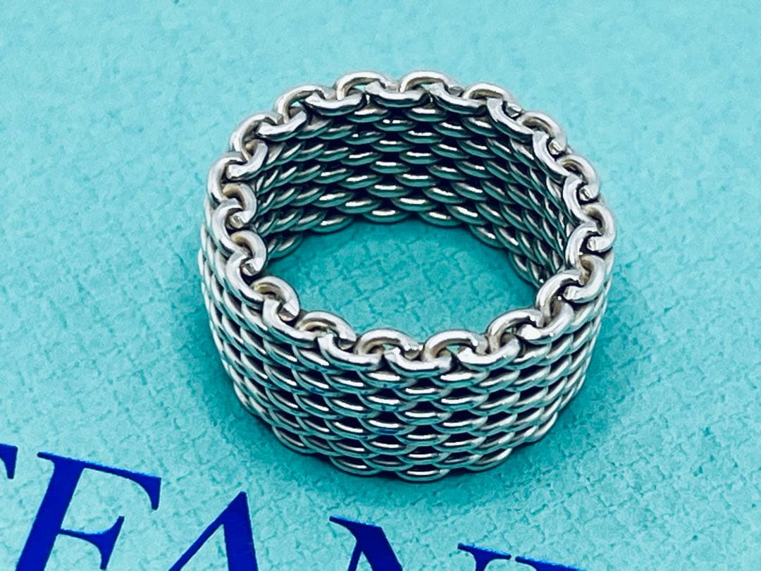 c892 オールド　ティファニー　サマセット　メッシュ　リング　925 約9号