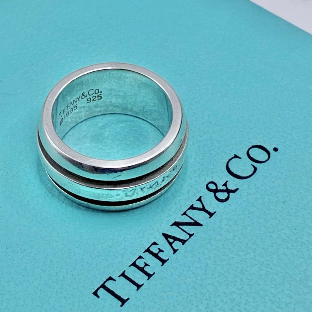 【廃盤品】ティファニー　8号　グルーブド　ダブルライン　リング　シルバー　希少