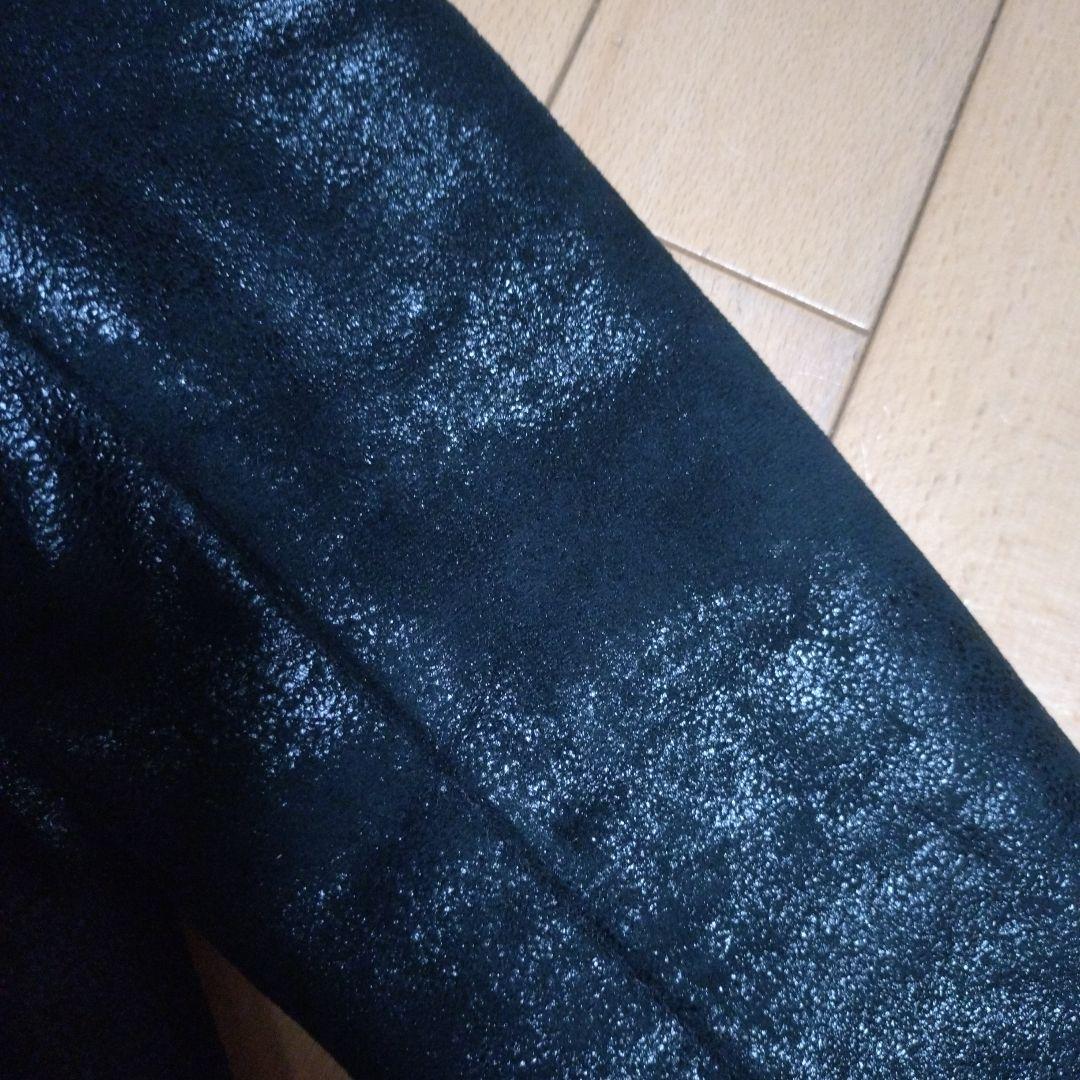 カスタムカルチャー　光沢レザー風フェイクムートンファーライダースジャケット　Ｌ