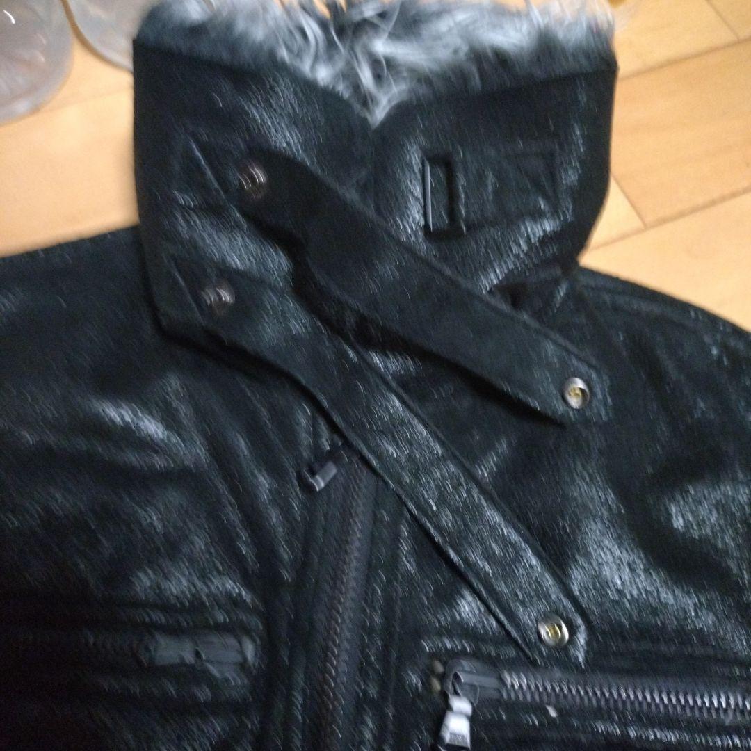 カスタムカルチャー　光沢レザー風フェイクムートンファーライダースジャケット　Ｌ