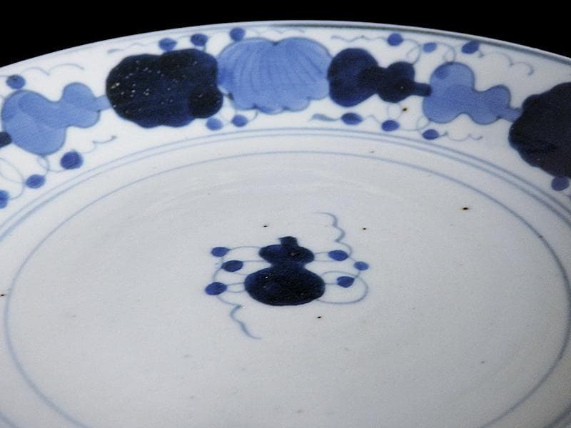 くらわんか　染付　瓢箪に葉紋様の図　５寸半皿　E523AS-CIg