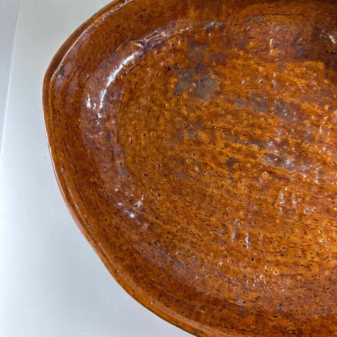 十六代　大樋長左衛門　大樋楽吉貝形大鉢　共箱　最大幅約28㎝　東Y7-0423⑤