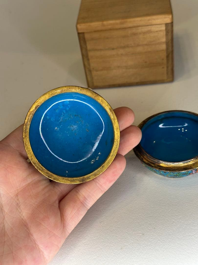 乾隆年製 香合 七宝焼 中国美術 骨董品 茶道具 共箱付