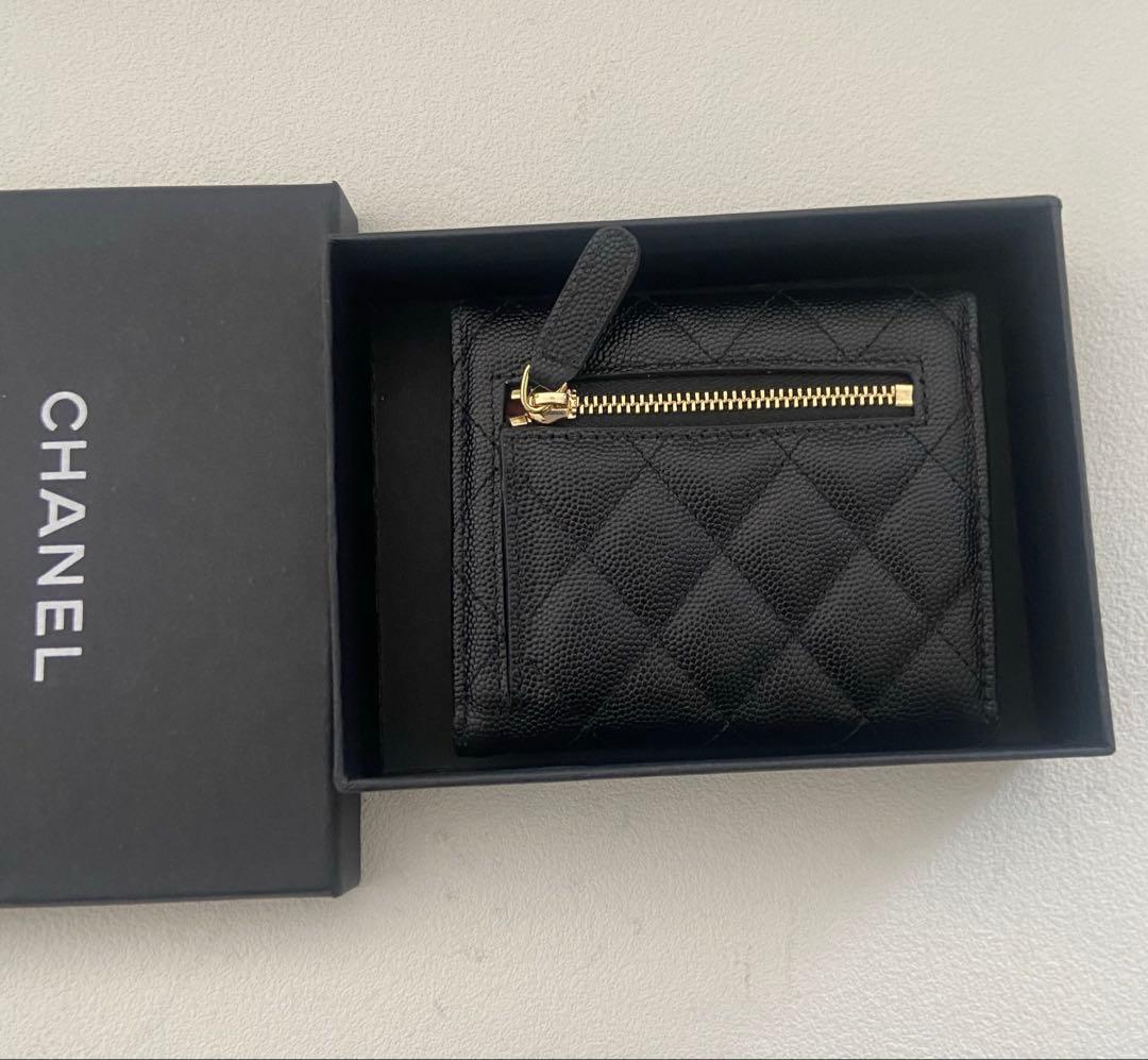 美品✨送料込み CHANEL シャネル　ブラック 三つ折り財布