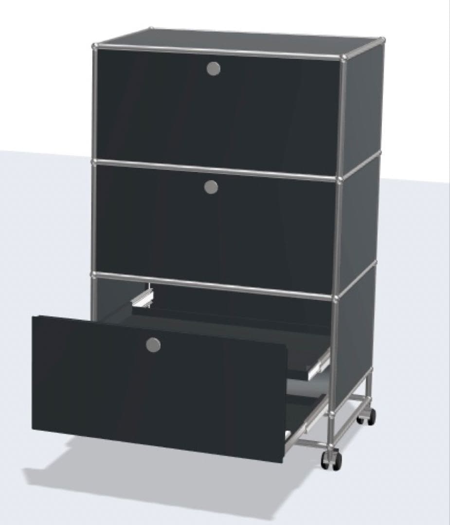 【奥行500】USMハラー 1列3段 補強仕様 キャスター付　ヴィンテージ