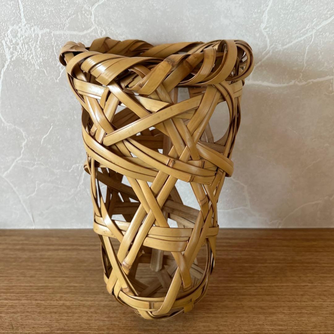 浪華　鈴木玩々斎　花篭　茶道具　掛花入　竹