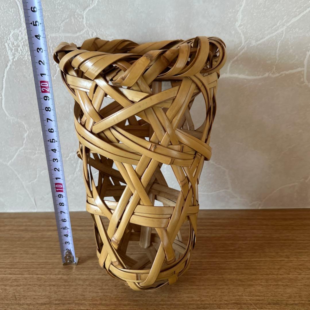 浪華　鈴木玩々斎　花篭　茶道具　掛花入　竹