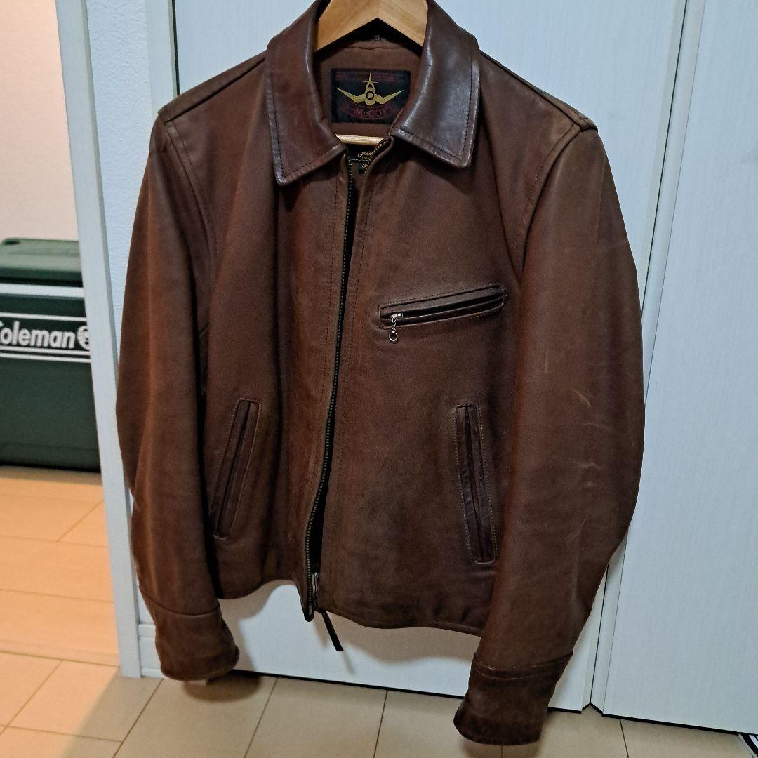 B-McCOY'S ブラウン シングルライダースジャケット 36