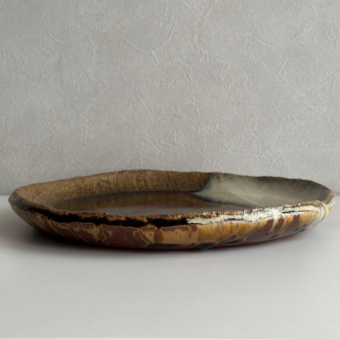 高内秀剛 皿 飴糠釉 掛分皿 共箱
