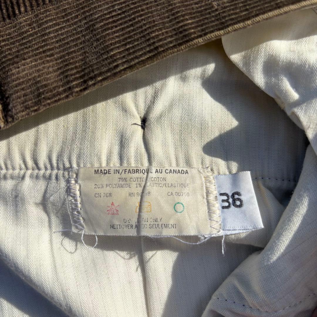 80s カナダ製 vintage コーデュロイパンツ 太畝 ツータック ブラウン