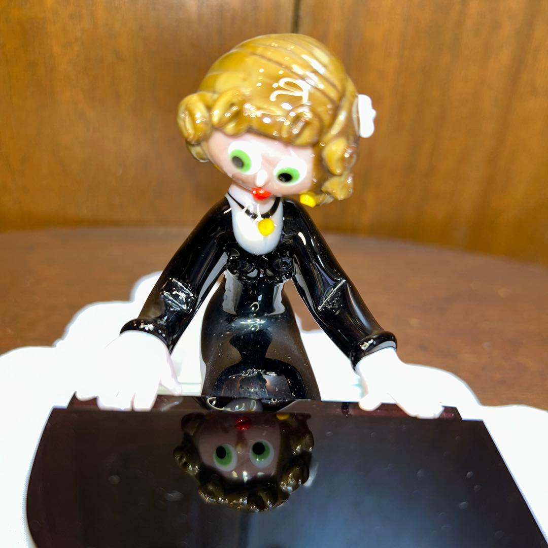 稀少　ビンテージＪ.Mares チェコ ボヘミアンガラス　ピアノ演奏者