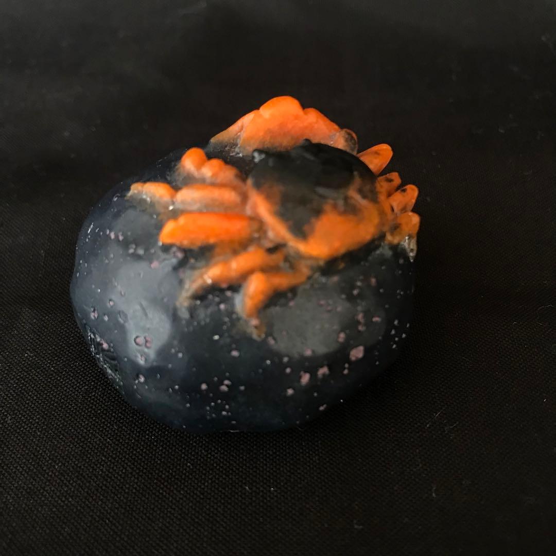 「岩に凝っとする沢蟹」　置物　ペーパーウェイト　パートドヴェール