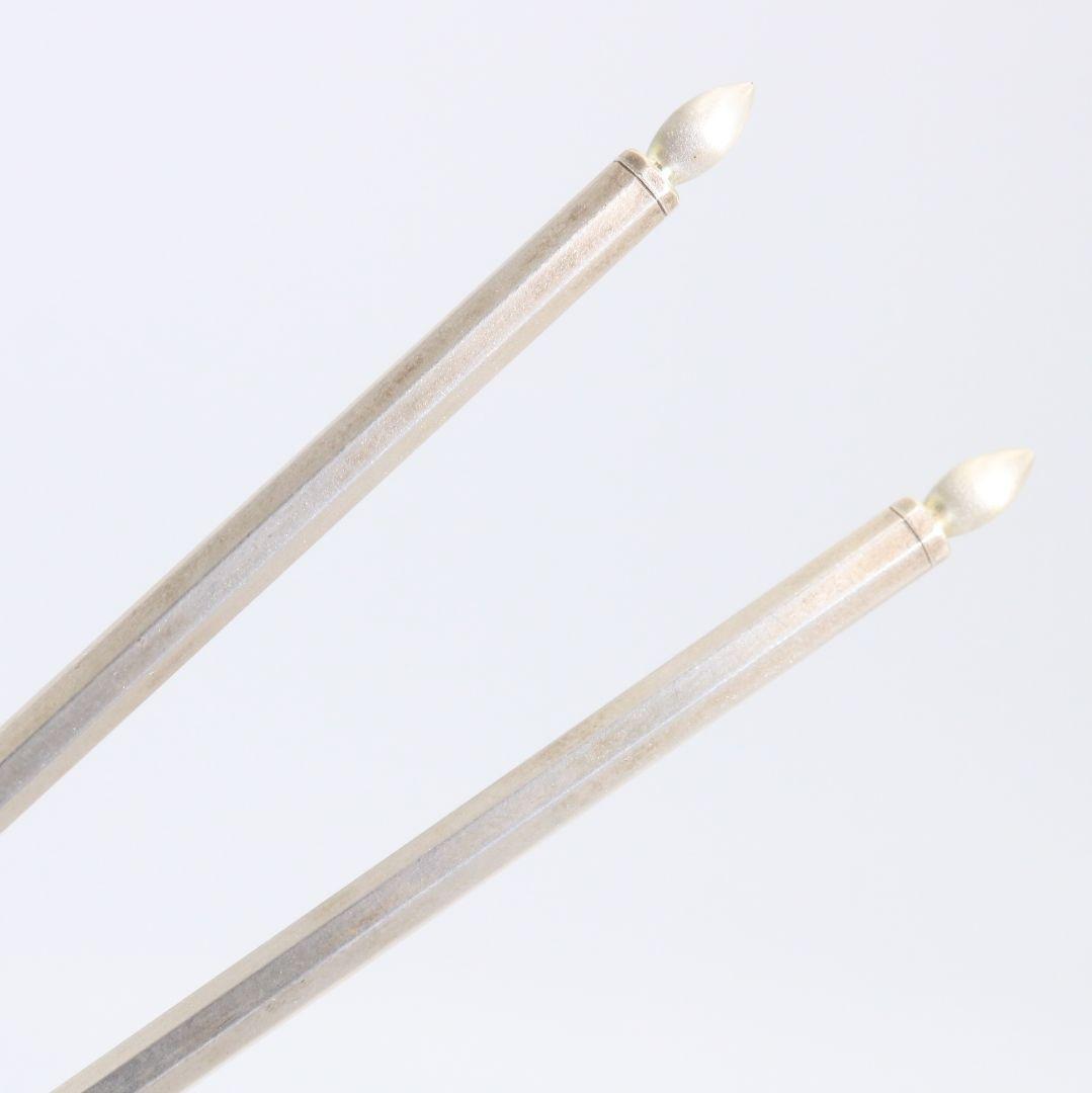 金谷五良三郎造 静和堂 南鐐椎頭八稜火箸 銀製刻印 共箱　C887