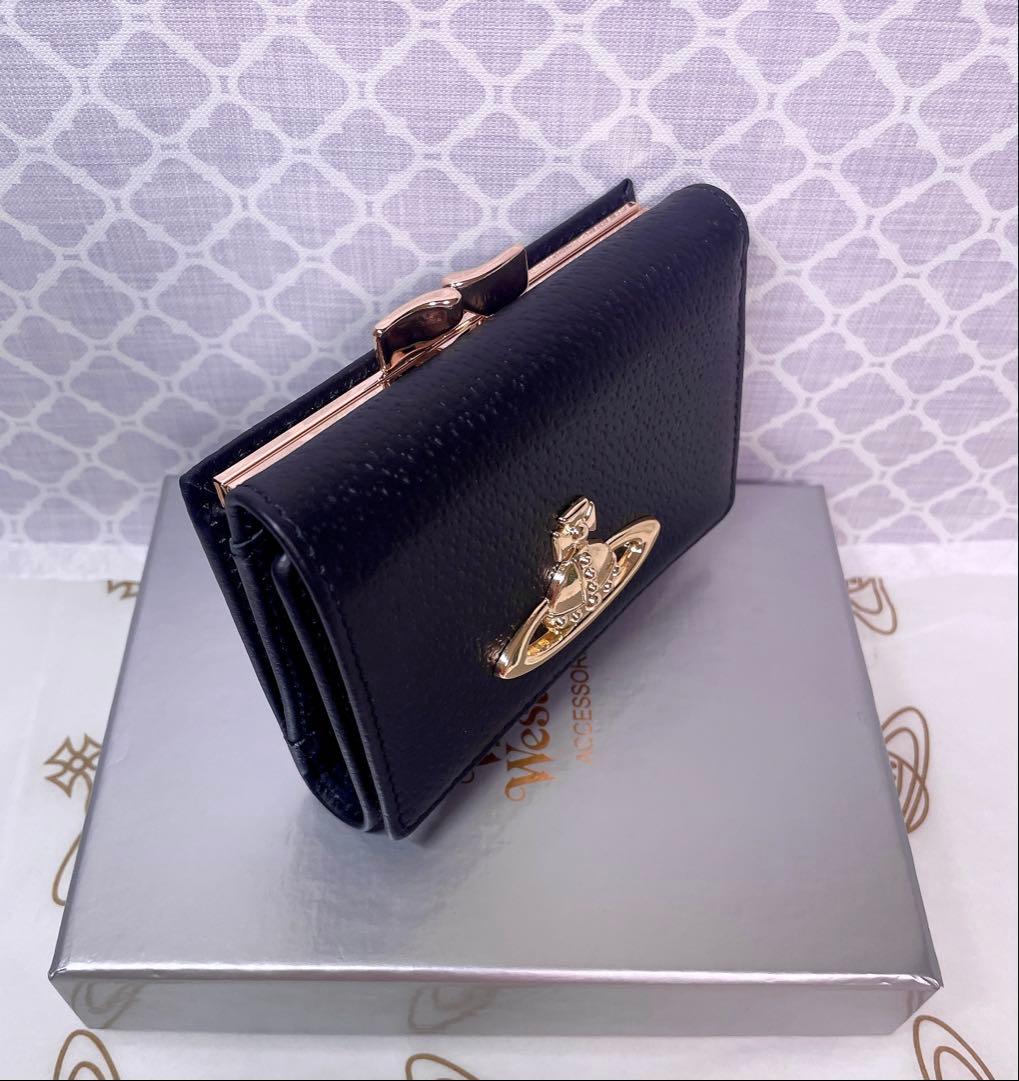 【最新☆新品】ヴィヴィアン・ウエストウッド　三つ折り財布 ブラックゴールド