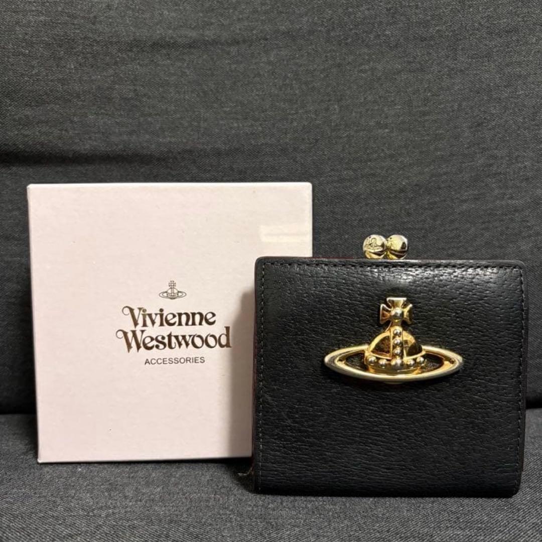 【人気】ヴィヴィアンウエストウッド　EXECUTIVE　がま口　折り財布　黒