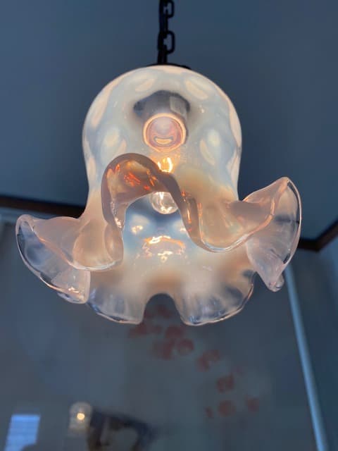 フェントン　オパールセント　ドット　ランプシェード　ビンテージ硝子シェード