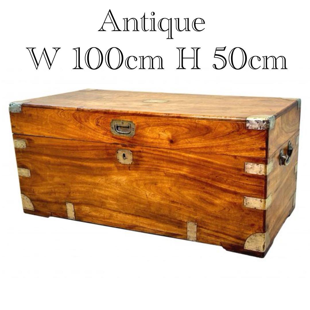 英国 アンティーク 木製 大型 トランク チェスト イギリス 100cm パイン