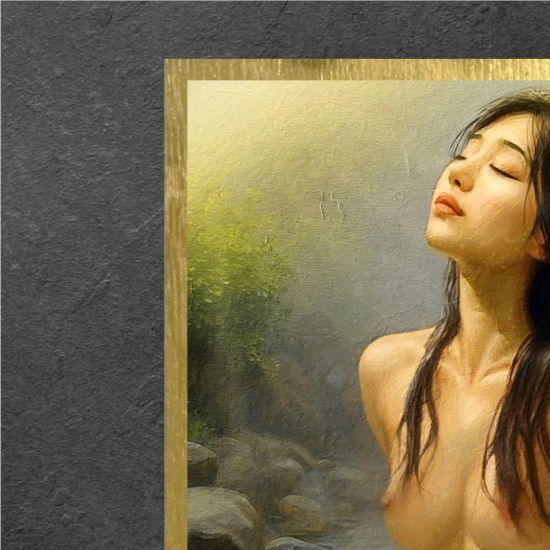 自然と美しい女性の肉体美を取り入れた絵画作品・油絵風アート作品