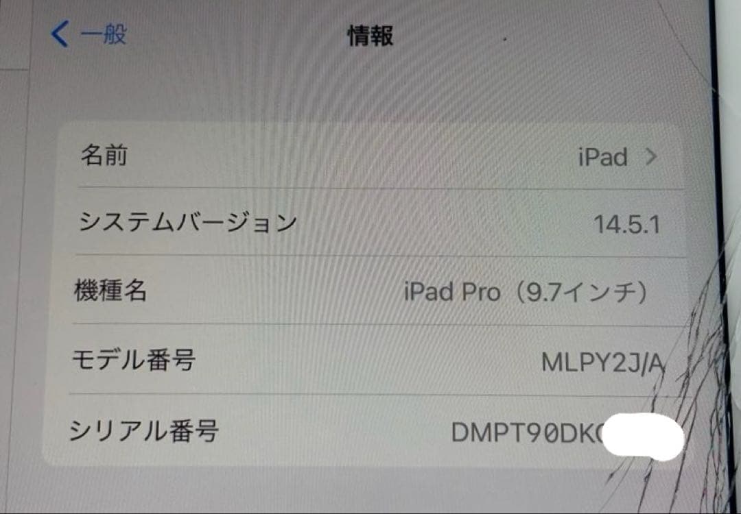 iPad Pro 9.7 32GB セルラーモデル 画面割れあり 修理前提／箱有