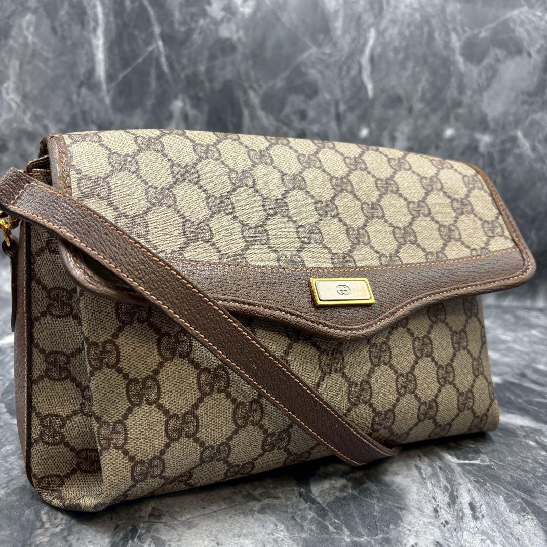 ✨美品✨GUCCI GG ショルダーバッグ ベージュ ブラウン ロゴ 金具