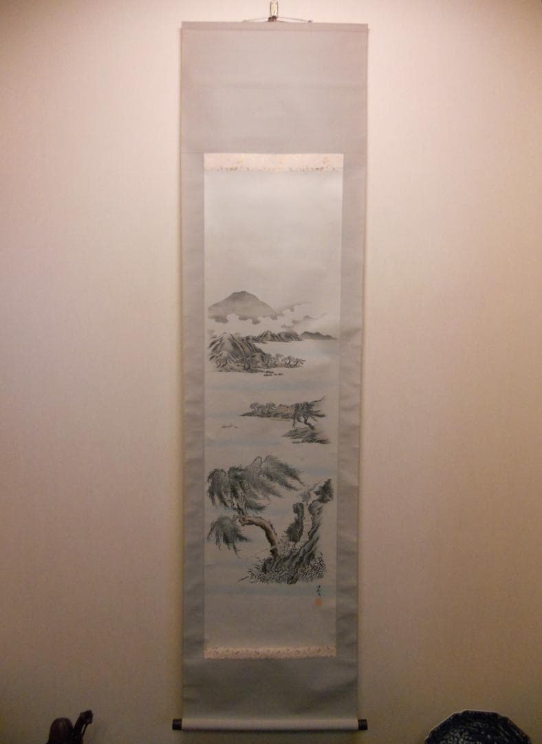 掛け軸 安江不空 釣人 紙本 希少 軸装 茶道具 掛軸 美品 です。