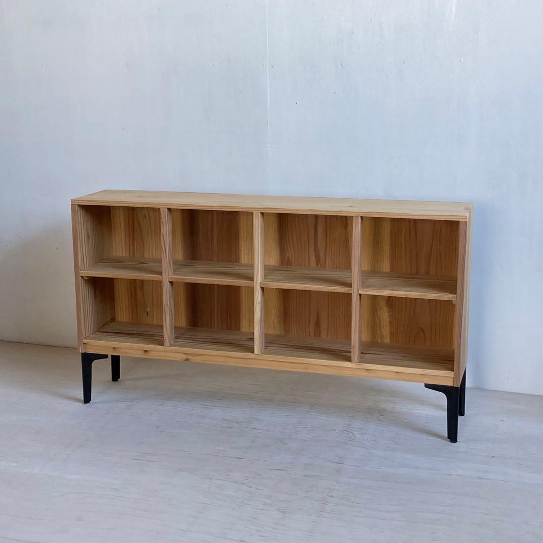 古い木製 オープンラック 鉄脚 木製棚 展示棚