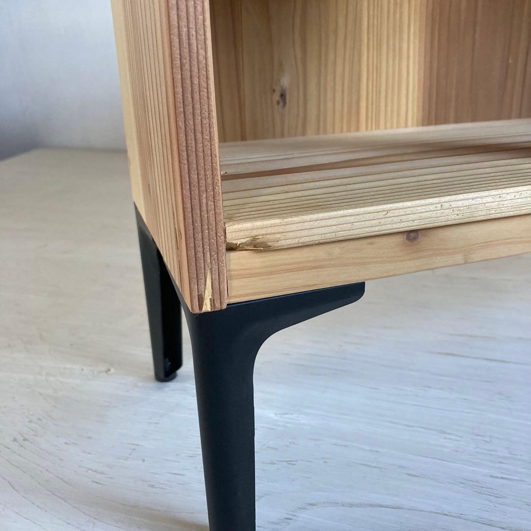 古い木製 オープンラック 鉄脚 木製棚 展示棚