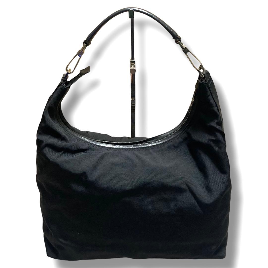 グッチ　ワンショルダー　ハンドバッグ　G金具　ナイロン　ブラック