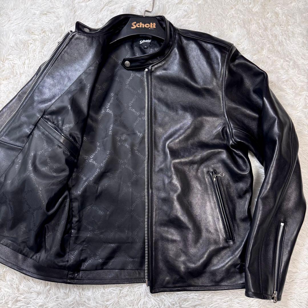 極美品/XL✨Schott ライダースジャケット シングル　羊革　黒