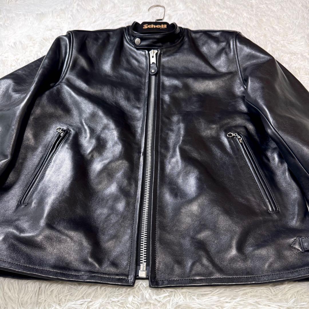 極美品/XL✨Schott ライダースジャケット シングル　羊革　黒