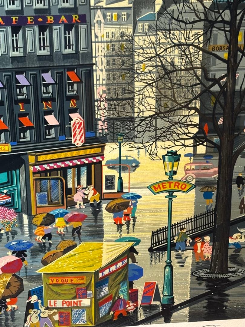 真作 ・ヤマガタ「メトロ」のシルクスクリーン243/295版画額装 直筆サイン