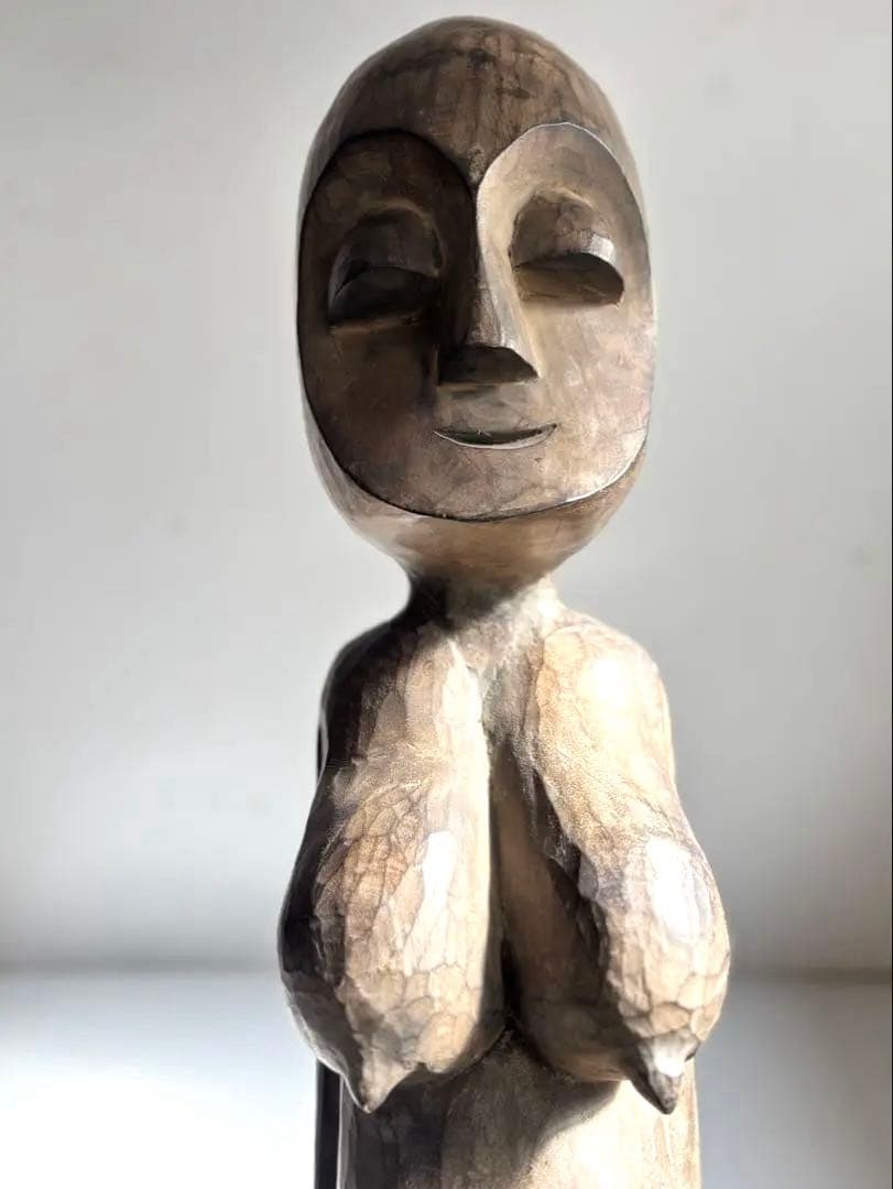 691 骨董 民芸 アンティーク アフリカ コンゴ ルバ族 女性立像 彫刻