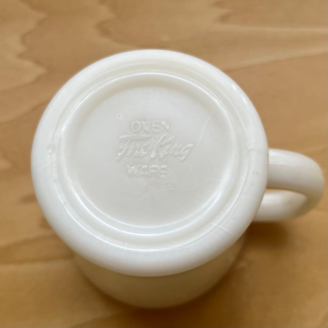 FireKingファイヤーキング Dハンドルマグ 1950年代前半 ミルクガラス